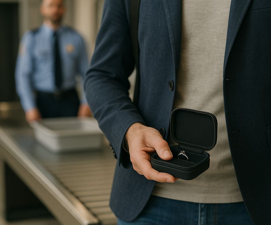 5 patarimai kaip persinešti sužadėtuvių žiedą oro uoste, antrai pusei nepastebėjus
