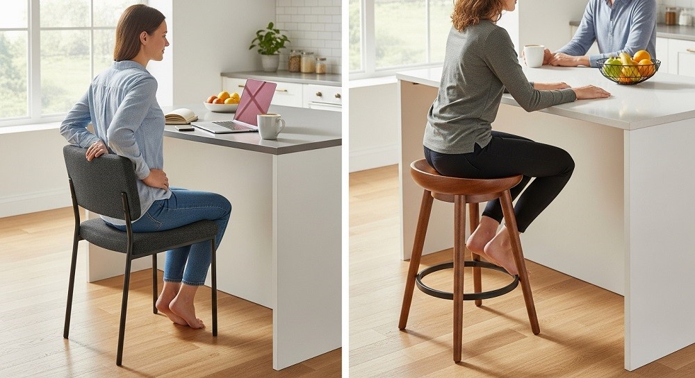 Pusbario kėdės su atlošu ar be jo – kas patogiau?